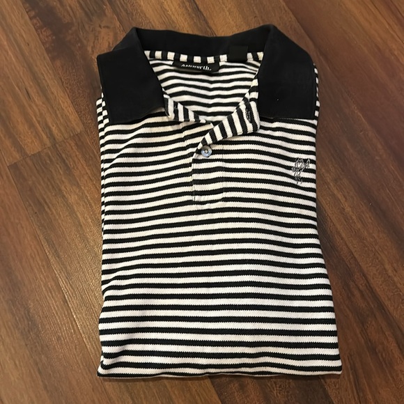 Vintage 90s Ashworth Mens Golf Polo Navy Blue, White Striped 100% Cotton XXL - Picture 9 of 9